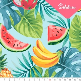 Tecido Tricoline Coleção Frutas Tropicais - 100% algodão - 25cm x 1.50m - Patchwork / Decoupage