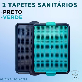 Combo 2 Tapetes Caninos Xixi No Lugar Certo Cãozinho Necessidades Fazer Pipi Prático Higiênico Brinqpet Preto e Verde