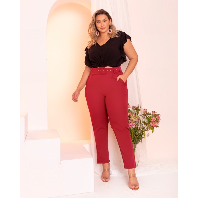 Calça social feminina cintura alta 2024 plus size