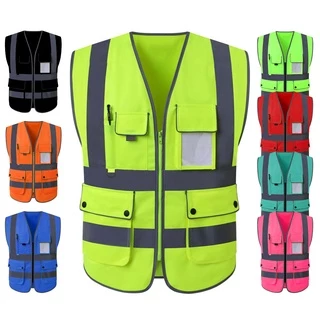 8 Cores Colete De Segurança Refletivo De Construção Trabalho Oi Vis Para Homens E Mulheres Vestuário Florescente Azul Laranja S/M/L/XL/2XL