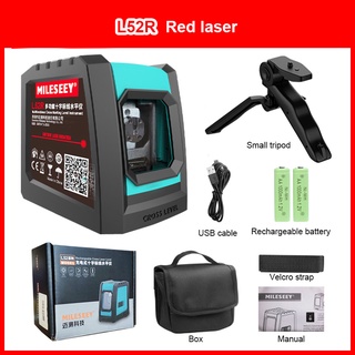 Mileseey L52R Nível Laser Cruz , Vermelho 2 Linhas Brilhantes Auto-leveling.Battery Alimentado Por Bateria Recarregável Com Tripé
