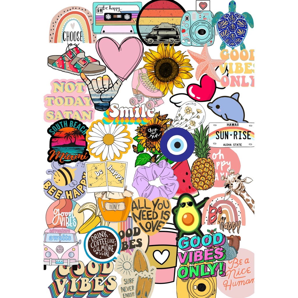 45 stickers/adesivos Good vibes para decoração de scrapbooks/journal ...