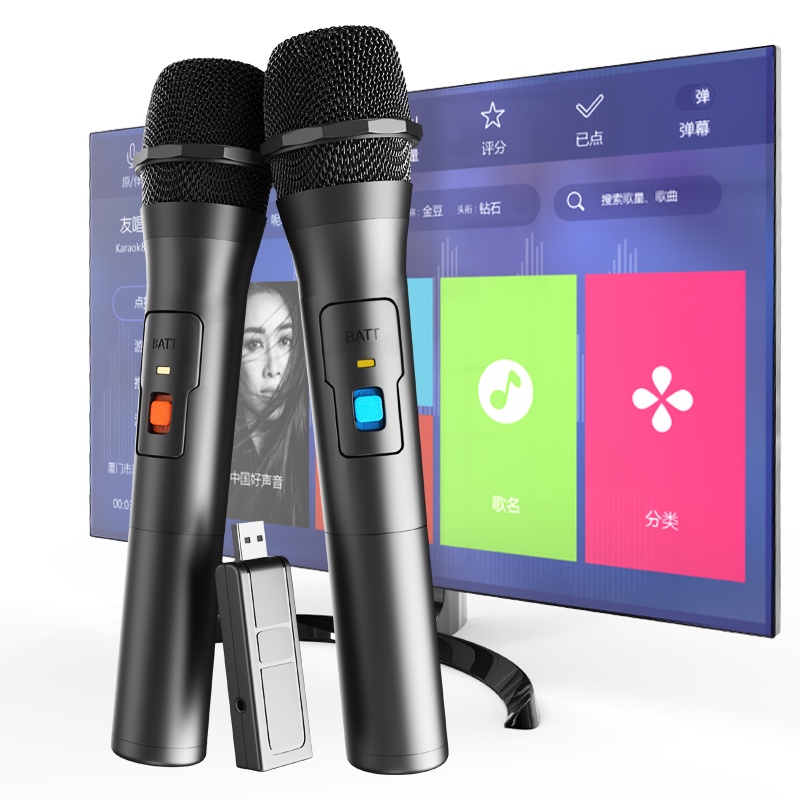 VHF Microfone Sem Fio Sistema Kits Receptor USB De Karaoke Portátil ...