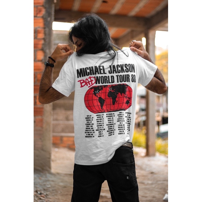 Camiseta Michael Jackson Bad World Tour 1988 | Shopee Brasil