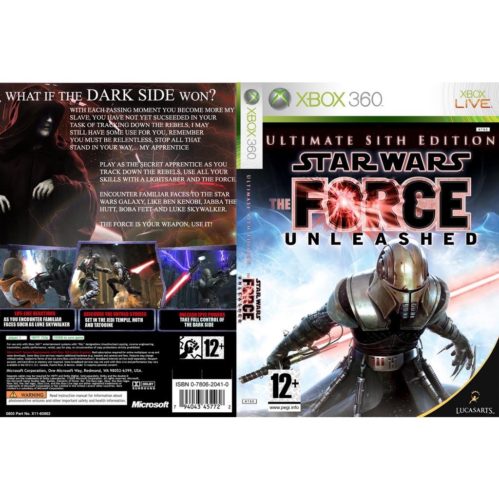 Star Wars The Force Unleashed Ultimate Sith Edition P/ XBOX360 (LTU/LT ...