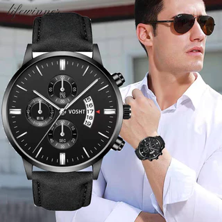 Relógio De Pulso De Quartzo Masculino Ultra Fino Com Pulseira De Couro Popular) (Minimalista E Aço Inoxidável / Negócios / Relógios De Pulso)