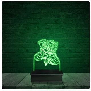 Luminária Abajur Acrílico Led - Goku Dragon Ball Voando
