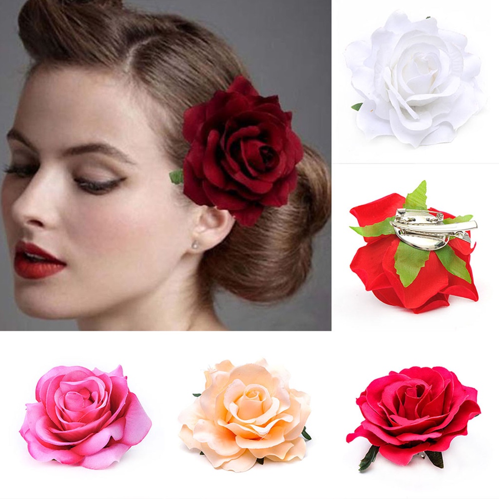 7 peças de grampos de cabelo de flor doce bonito feminino rosa margarida  lótus girassol grampos de cabelo para mulheres meninas acessórios de cabelo  moda joias