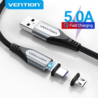 Vention Type C Cable Micro USB 2-in-1 Magnetic Reversible Cable 5A Fast Charging High Speed 480Mbps for Smartphone