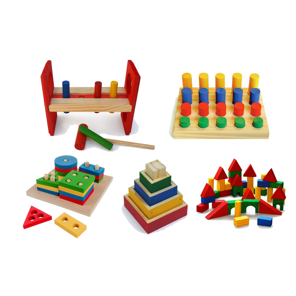 Conjunto com 5 Jogos Educativos Em Madeira Pedagógicos Brinquedo Jottplay