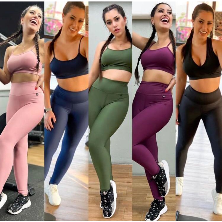 Conjunto Academia Fitness Feminino com Legging Suplex e Top Alcinha com Bojo Removível(COMPRE CONFORME SUAS MEDIDAS)