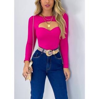 Body Feminino Manga Longa Love Alfaiataria em Suplex
