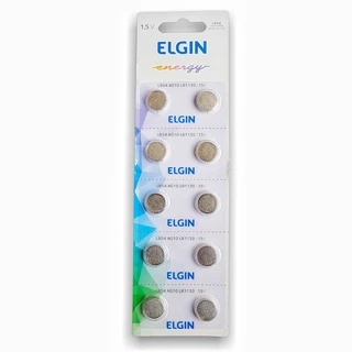 10 Pilha (1 Cartela) Lr54 Ag10 Lr1130 Bateria Elgin Alcalina