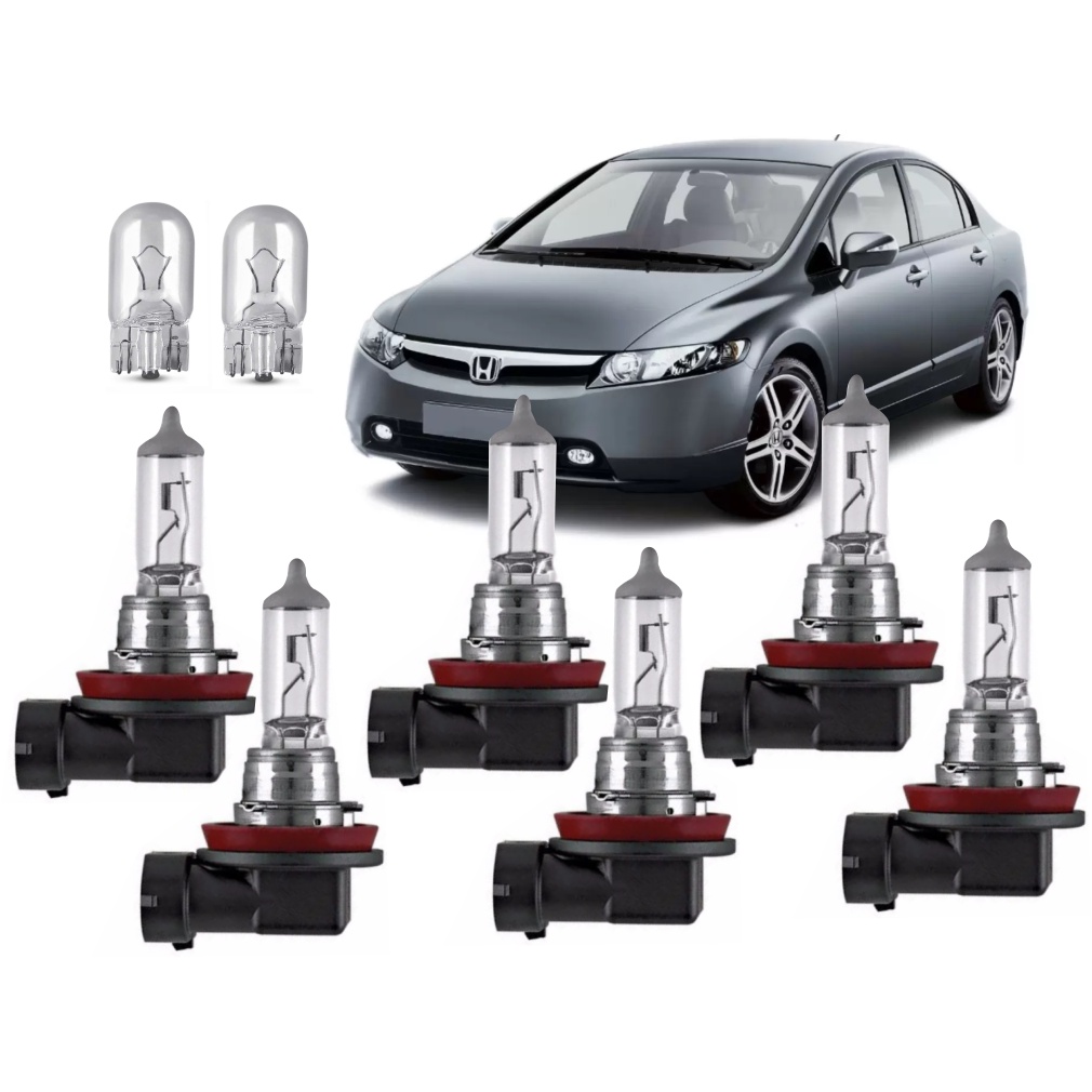Kit Lâmpadas Farol Honda Civic 2007 2008 2009 2010 2011 Halogenas ...