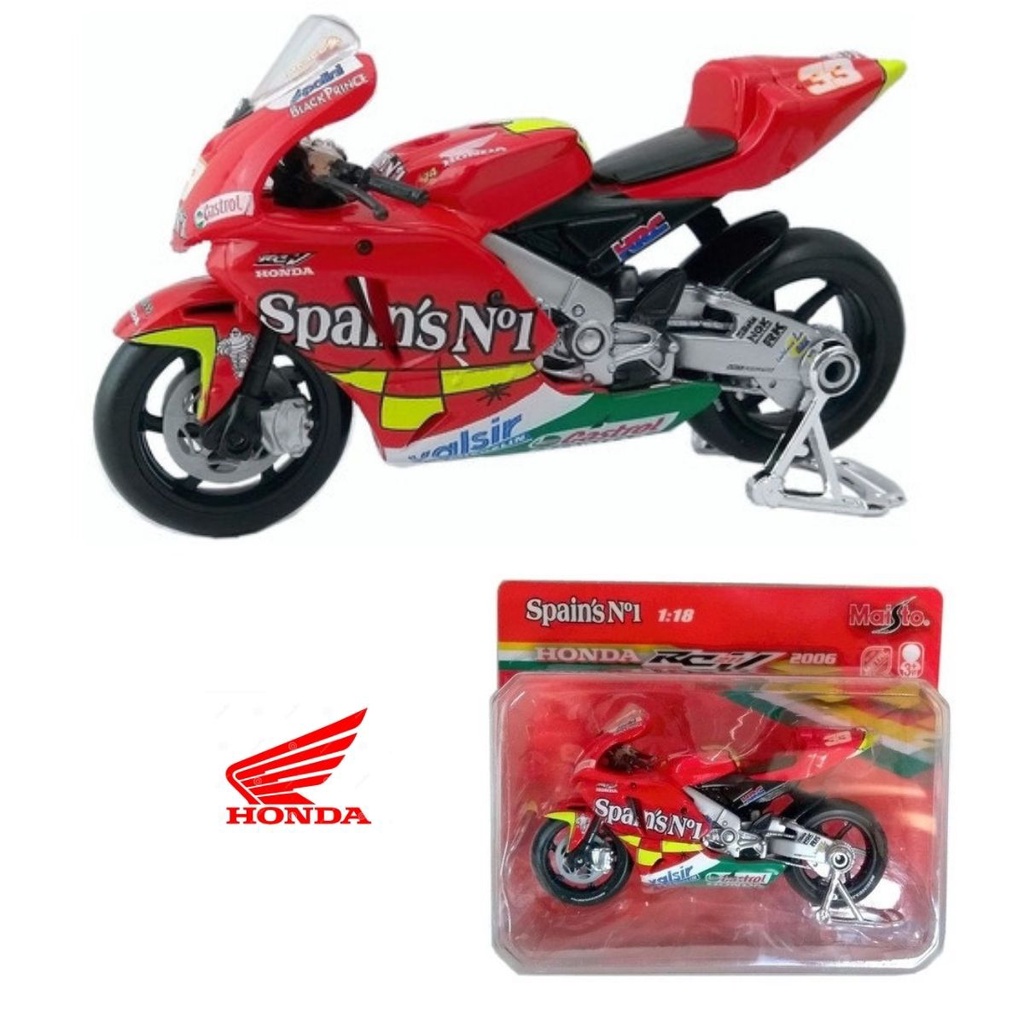 12 Mini Miniature Moto GP Honda RC211V Melandri Spain 2006 - Minichamps 1/12, Métal, Occasion Moto Miniature Collection