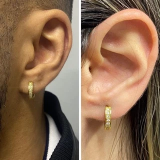 Brinco de Ouro 24k Brinco de Argola Unissex Brilhante Banhado a Ouro em Oferta na Shopee