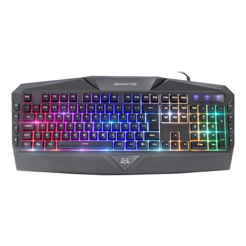 Teclado Gamer Adamantiun Nemesis Ak-1000 Qwerty Português Brasil Cor Preto Com Luz Rainbow