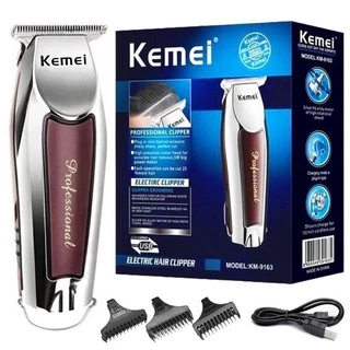 Máquina De Acabamento Barbearia Barba Cabelo Bigode Profissional Kemei Km-9163