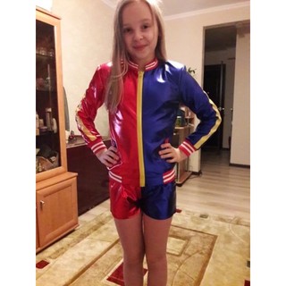 Conjunto Infantil Festa Harley Quinn Arlequina 6 a 10 Anos