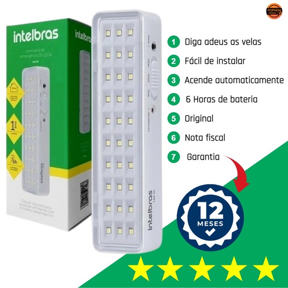Luminária de Emergência Intelbras LEA 30 Branco