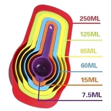 Conjunto Kit Colheres Xicaras De Medida 6 Peças medida- 250m