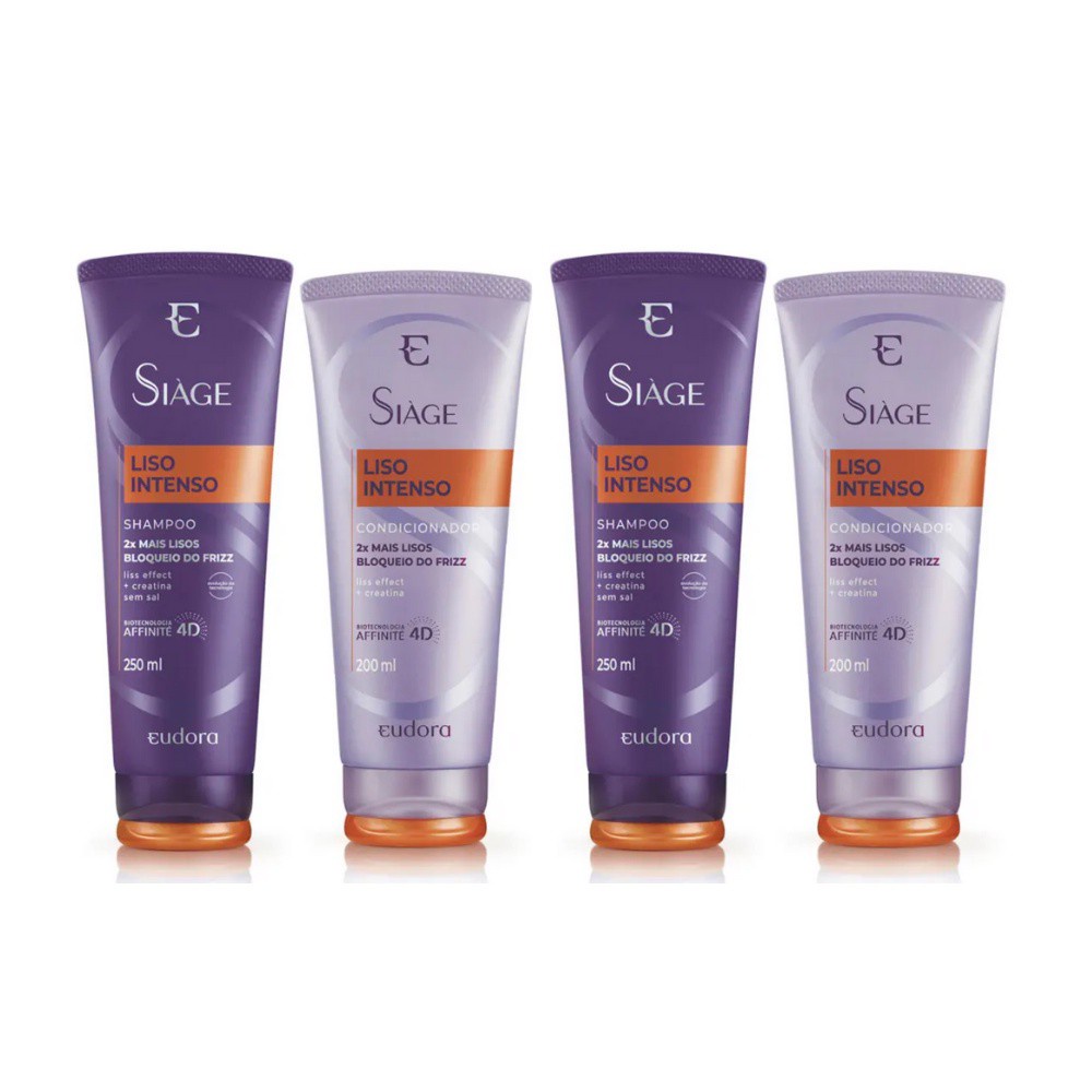 2 Kits Shampoo + Condicionador Siàge Liso Intenso - Eudora | Shopee Brasil
