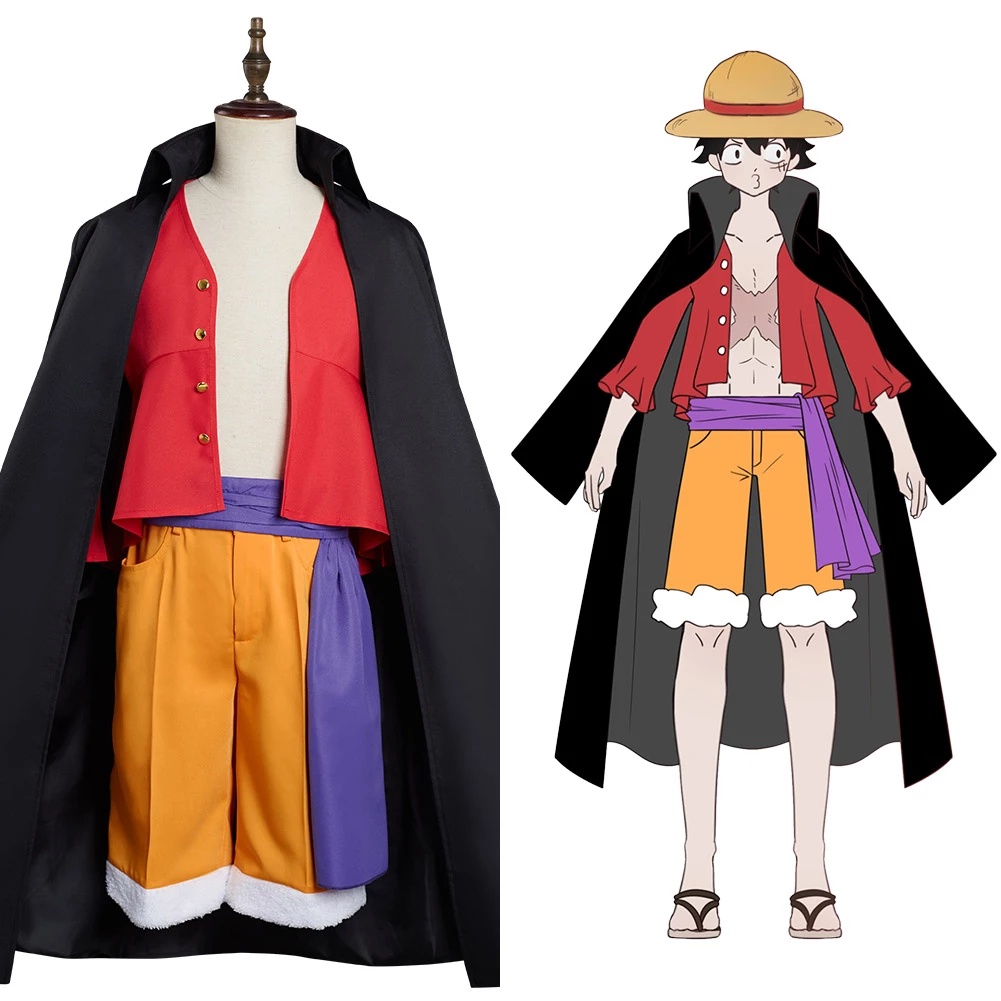 Anime macaco d luffy cosplay traje para homens novo mundo roupas luffy  palha festa de halloween uniforme roupas topo + calças + cós — comprar a  preços