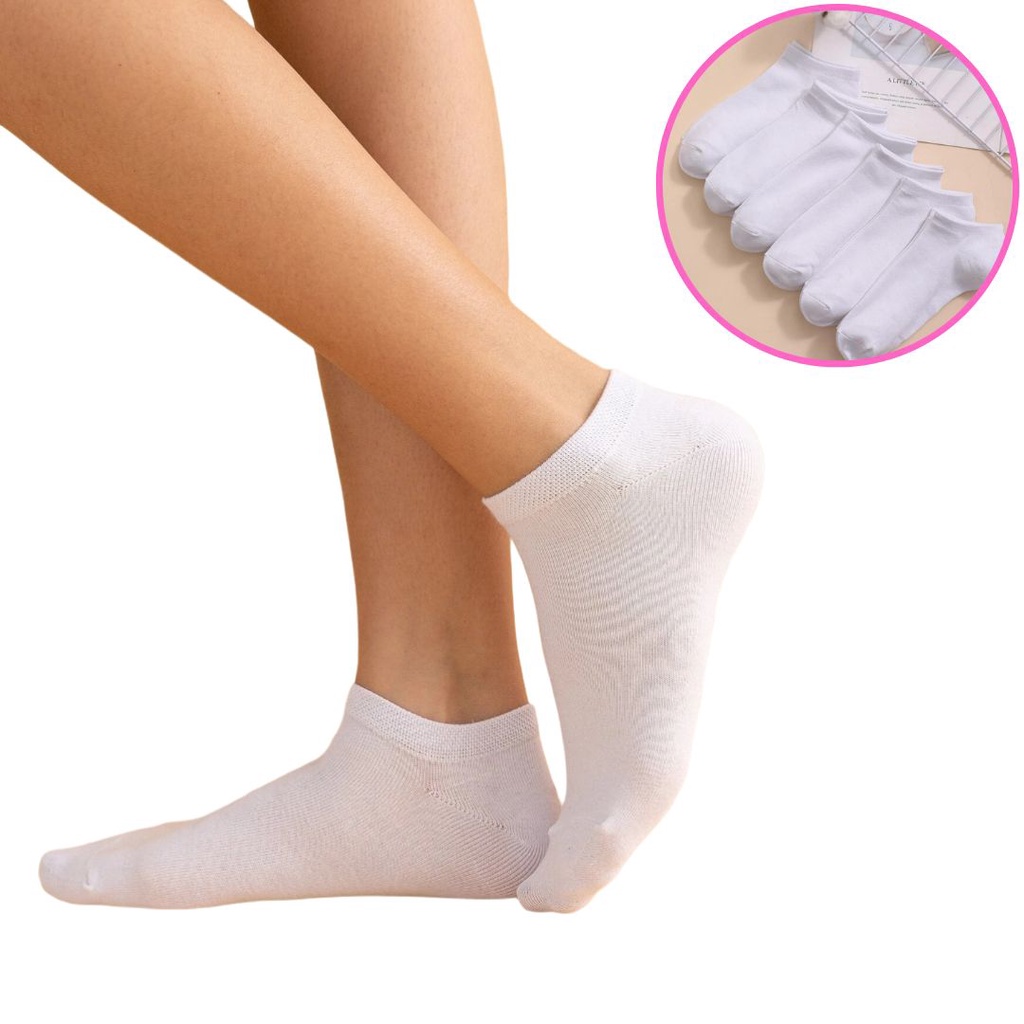 kit Pares Meia Soquete Feminina ou Masculina Branca Algodão