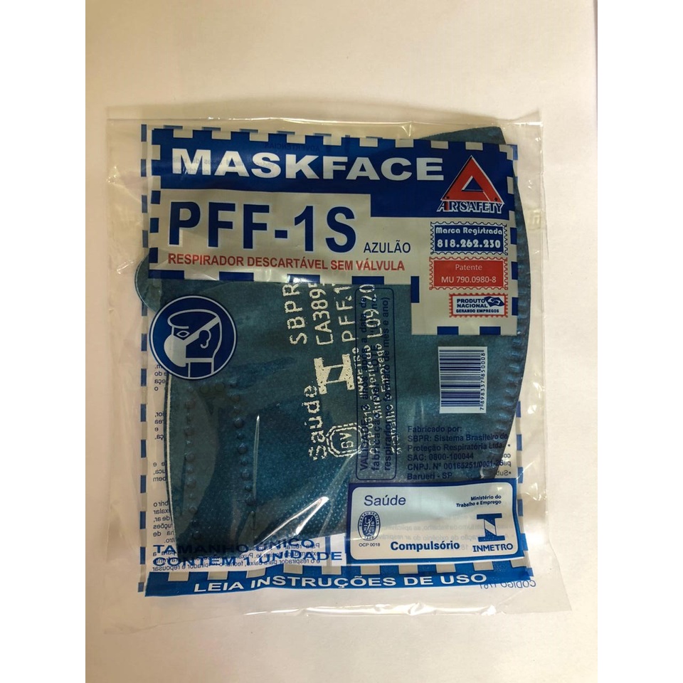 Respirador Máscara Descartável Maskface Pff1 Azul Cf Sem Valvula ...