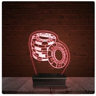 Abajur Luminária Acrílico Led - Poker Baralho Troféu 06