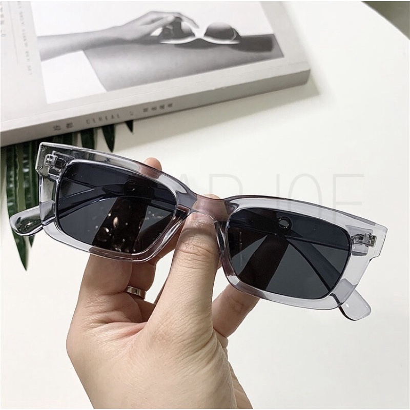 Óculos de sol retangular armação transparente cinza | Shopee Brasil