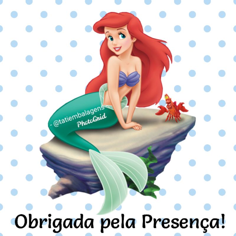 tag de agradecimento para lembrancinhas princesa Ariel 🧜‍♀️(30 unidades)