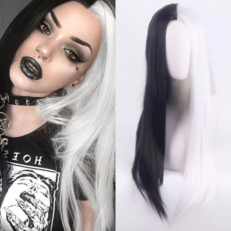Peruca Preta e Branca - Peruca Cruella Cosplay (Disponível apenas com ...