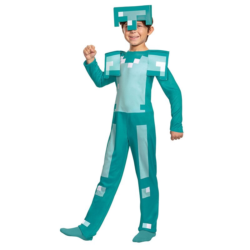 Armadura Infantil Minecraft Diamante Kids Unisex Videogame Personagem De Halloween Cosplay Fantasia