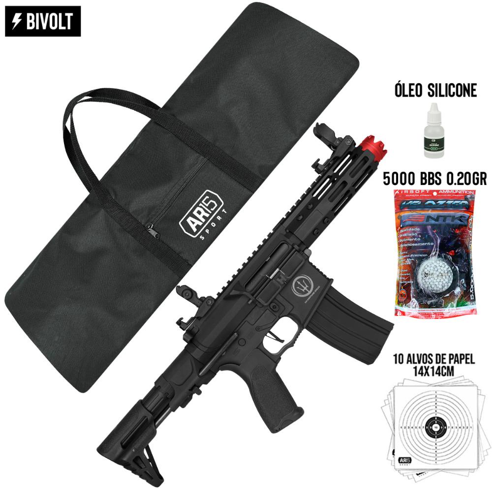 Rifle Airsoft AEG Rossi AR15 Neptune PDW M4 Short + Capa Predador AR15 ...