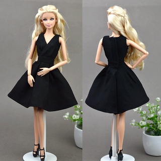 Compre Moda preto pequeno vestido para boneca barbie sexy uma peça vestidos  de noite roupas para barbie dollhouse 1/6 boneca bjd