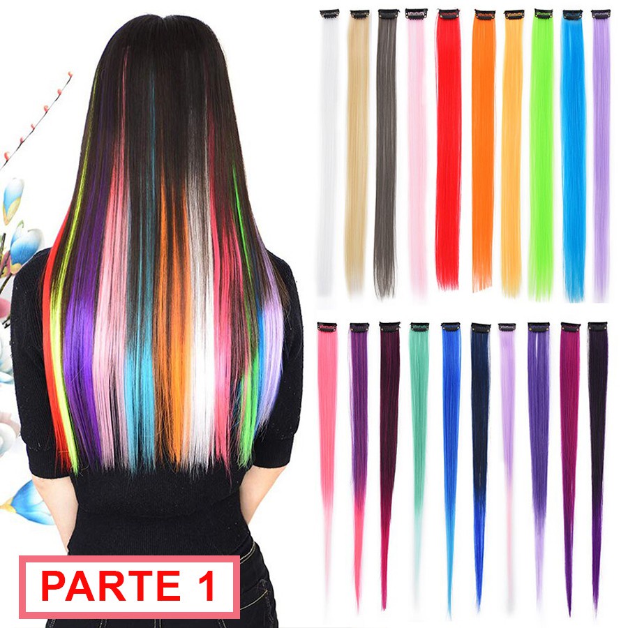 Mecha Colorida de Cabelo - Aplique Tic Tac 50cm - PARTE I