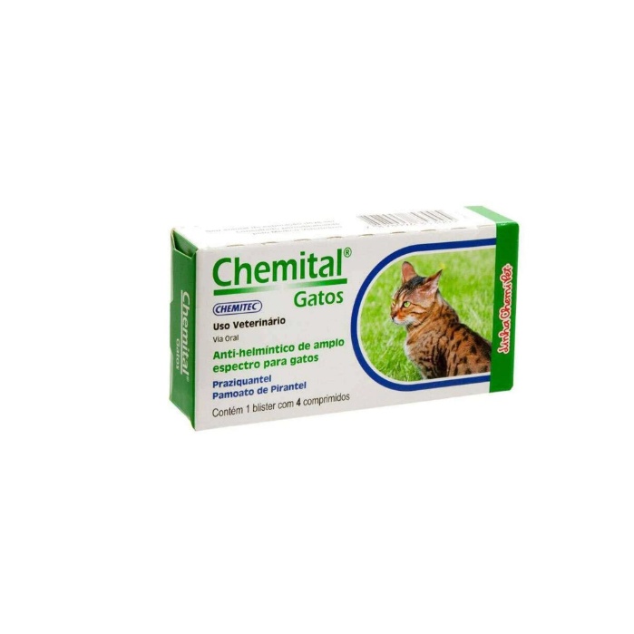 Vermífugo Chemital Gatos 4 Comprimidos - Chemitec | Shopee Brasil