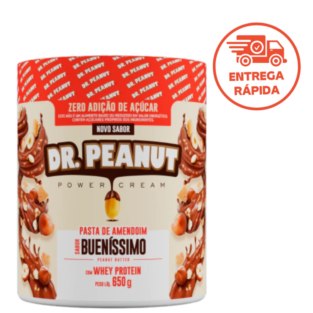 Pasta de amendoim Avelã com Whey Protein 650g- DR. PEANUT - Pasta