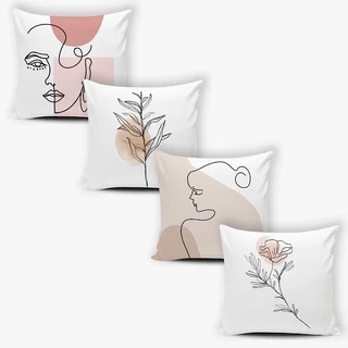 Kit 04 Capas de Almofada Decorativas Modernas Luxo - 056