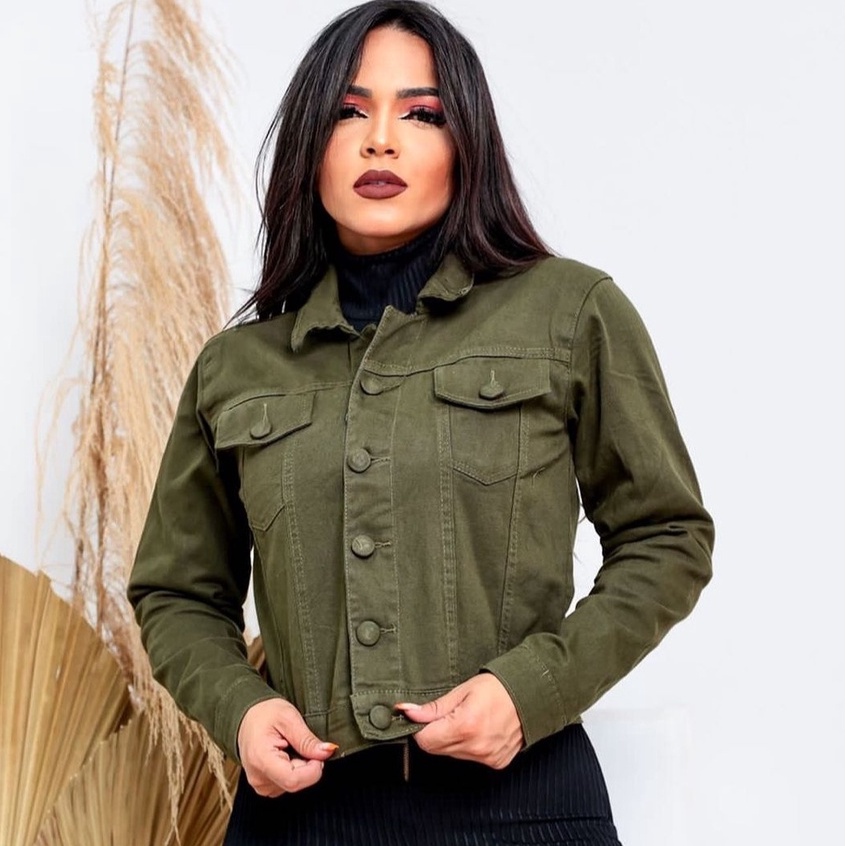 Jaqueta jeans cheap feminina militar