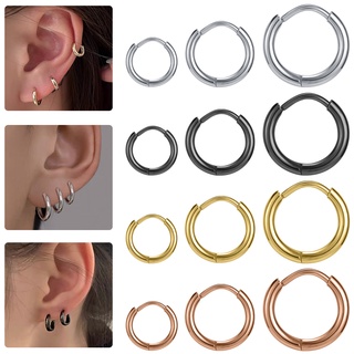 [Escolha De Valor] 1 Pares 6/8/10mm Brinco Pequeno Círculo Alto Polido Brincos De Aço Inoxidável Redondos Com Banho De Ouro Rosa Jóias