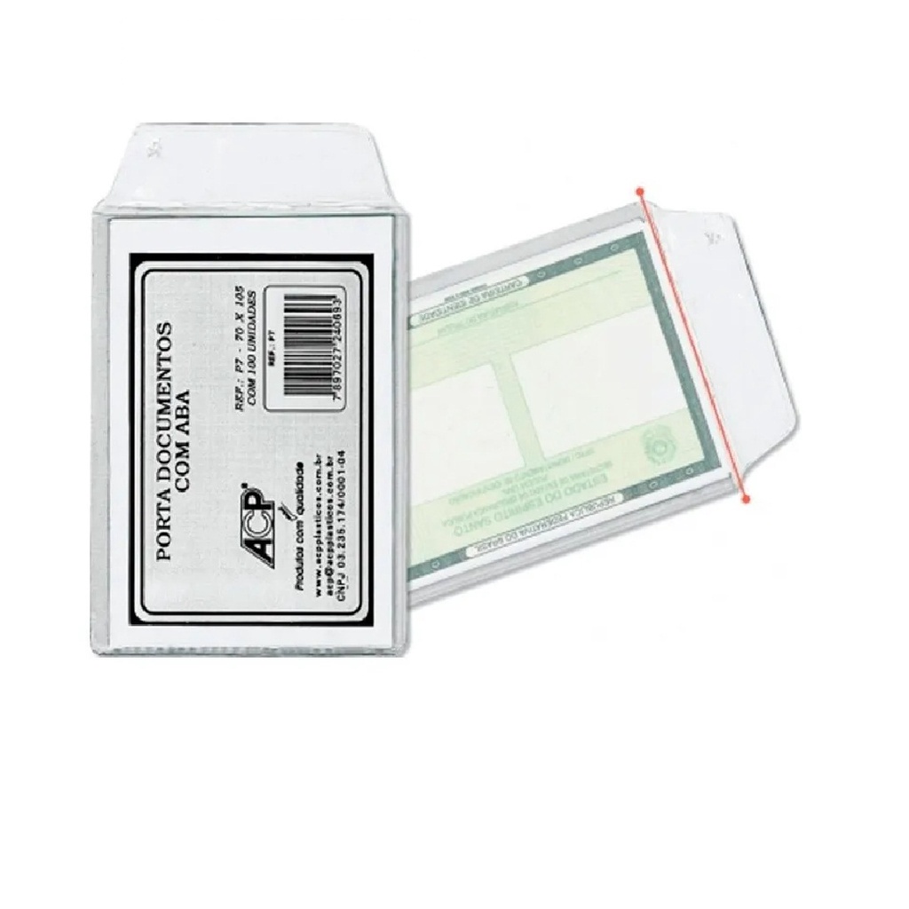 Kit Porta Documento Pvc Rg e Titulo 75x105mm Acp C/aba 50 Unidades 