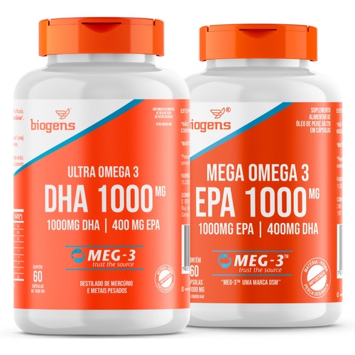 Kit Mega + Ultra Omega 3 Epa/dha 1000mg Cert.Meg-3 60caps Biogens ...