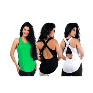 Kit 3 Regatas Tapa BumBum Fitness Academia 10903