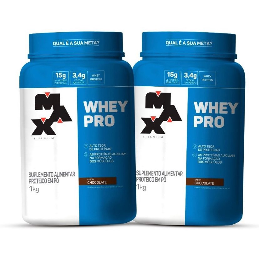 2x Whey Pro Protein Concentrado 1Kg - Max Titanium - Ganho de Massa  Muscular