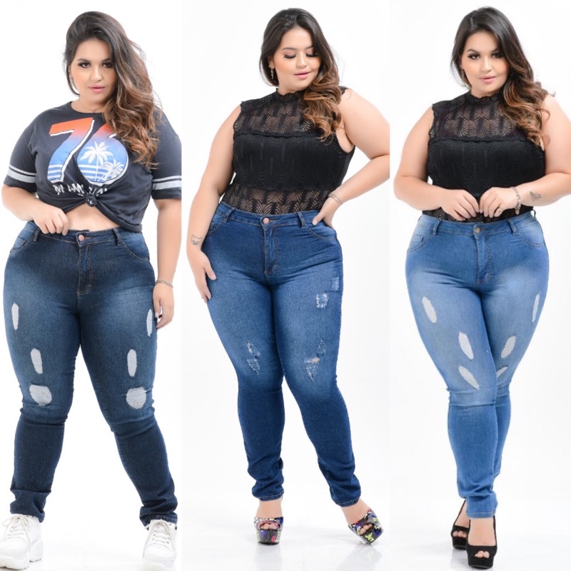 Calça jeans plus size feminina 2024 tamanho 52