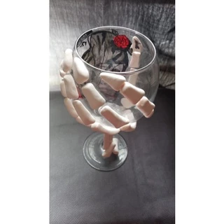 Taça decorada pombo gira Rosa Caveira.