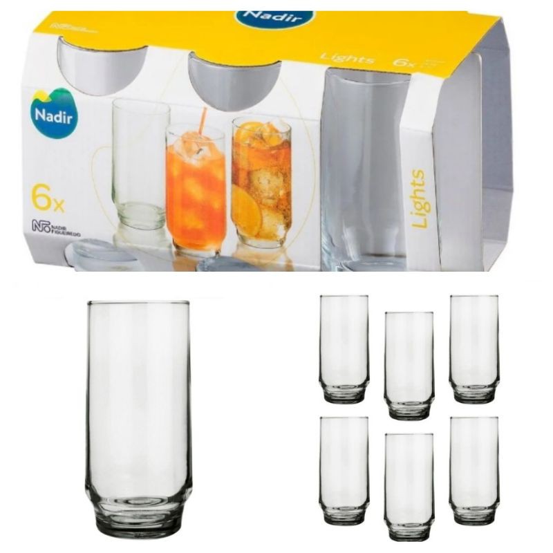 Jogo Com 6 Copos 410Ml Long Drink Lights Nadir - Vidro