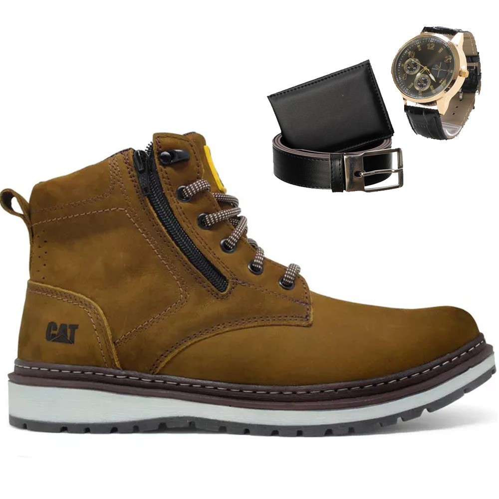 Bota de trabalho masculina Caterpillar 6 precisão impermeável biqueira  composta trigo 90808